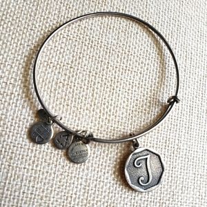 Alex & Ani Letter T initial charm stackable bangle bracelet